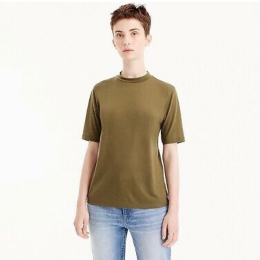 J. Crew Olive Mock-neck Top
